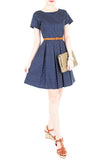 Famously Feminine Ferns Flare Dress with Short Sleeves