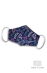 Ferns Illustrated Pure Cotton Face Mask - Midnight Blue