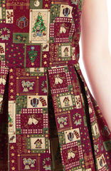 Festive Christmas Cheer Flare Dress with Gold Lining