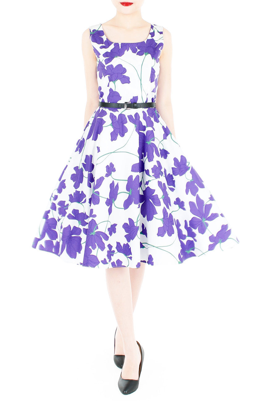 Fleur Freesia Flare Midi Dress - Purple