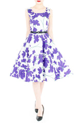 Fleur Freesia Flare Midi Dress - Purple