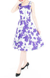 Fleur Freesia Flare Midi Dress - Purple
