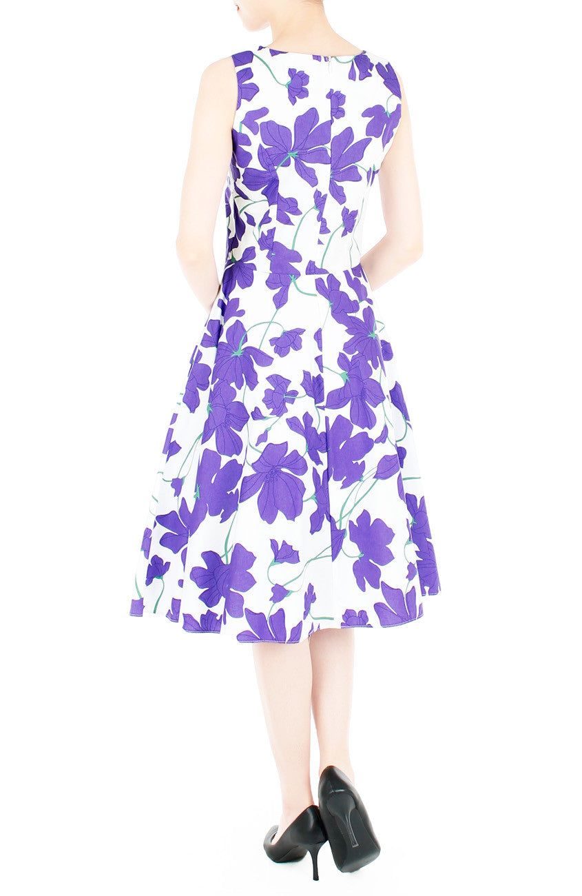 Fleur Freesia Flare Midi Dress - Purple