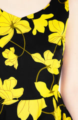 Fleur Freesia Flare Midi Dress - Yellow