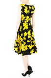 Fleur Freesia Flare Midi Dress - Yellow