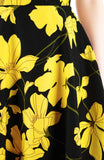 Fleur Freesia Flare Midi Dress - Yellow