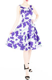 Fleur Freesia Flare Midi Dress - Purple