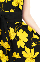 Fleur Freesia Flare Tea Dress - Yellow