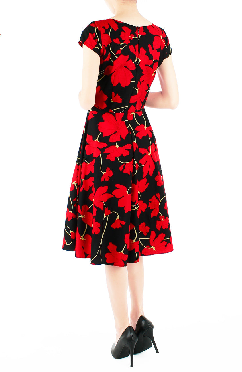 Fleur Freesia Flare Tea Dress - Scarlet