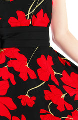 Fleur Freesia Flare Tea Dress - Scarlet