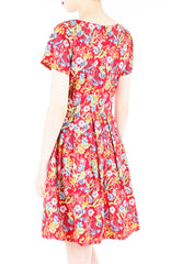 Flourishing Florals Flare Dress with Short Sleeves