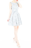 Fluttering Romance Flare Dress with Wide Belt - Dove Grey
