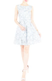 Fluttering Romance Flare Dress with Wide Belt - Dove Grey
