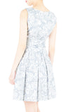Fluttering Romance Flare Dress with Wide Belt - Dove Grey