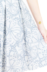 Fluttering Romance Flare Dress with Wide Belt - Dove Grey