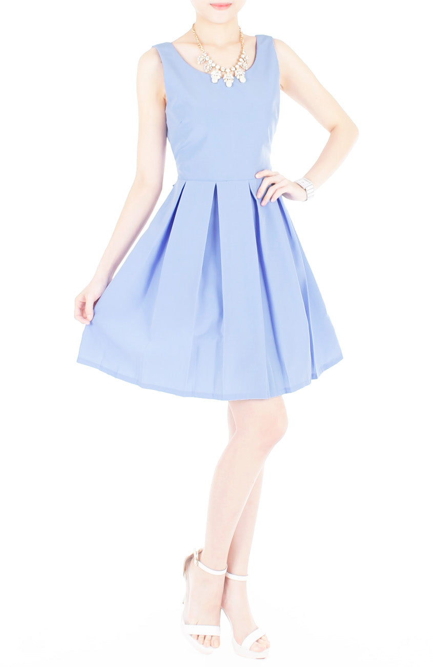 Forever Fanciful Flare Dress with Bow Back - Lavender Blue