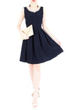 Forever Fanciful Flare Dress with Bow Back - Midnight Blue