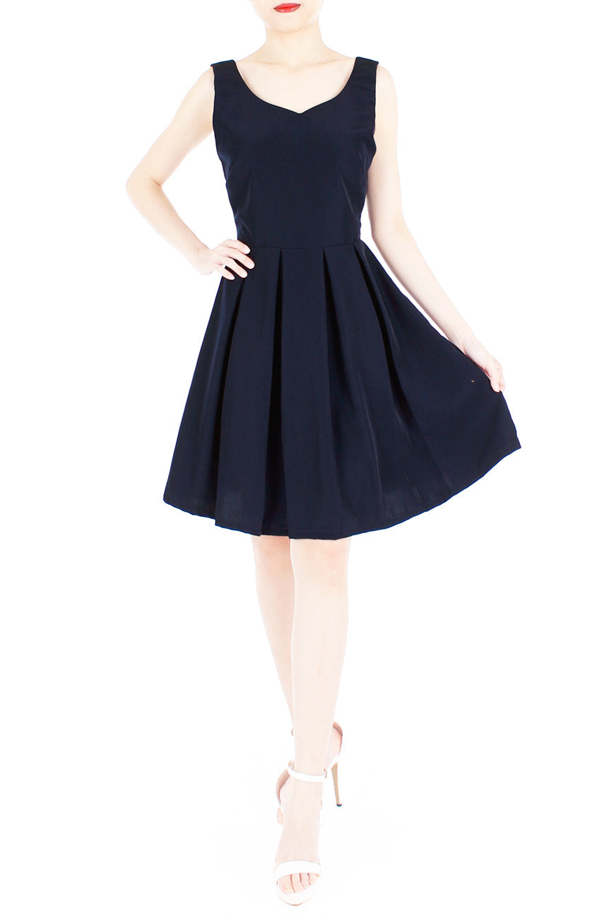 Forever Fanciful Flare Dress with Bow Back - Midnight Blue