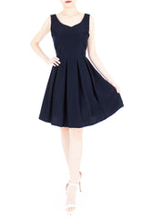 Forever Fanciful Flare Dress with Bow Back - Midnight Blue