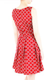 Four Leaf Clover Charm Flare Dress - Red