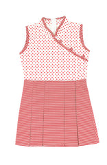 Fujisan Dots & Stripes Cheongsam Dress - Cream