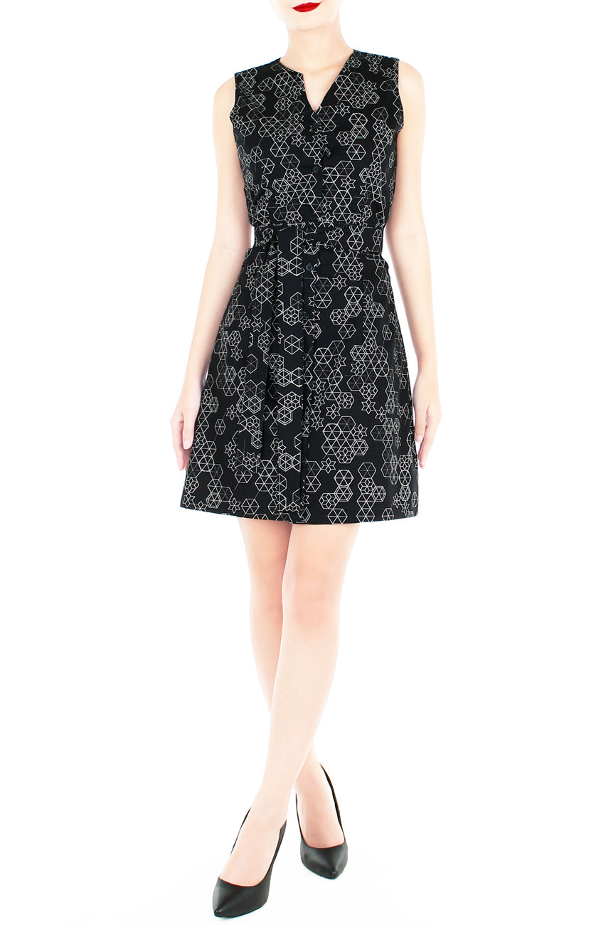 Future of Geometry A-Line Button Down Dress