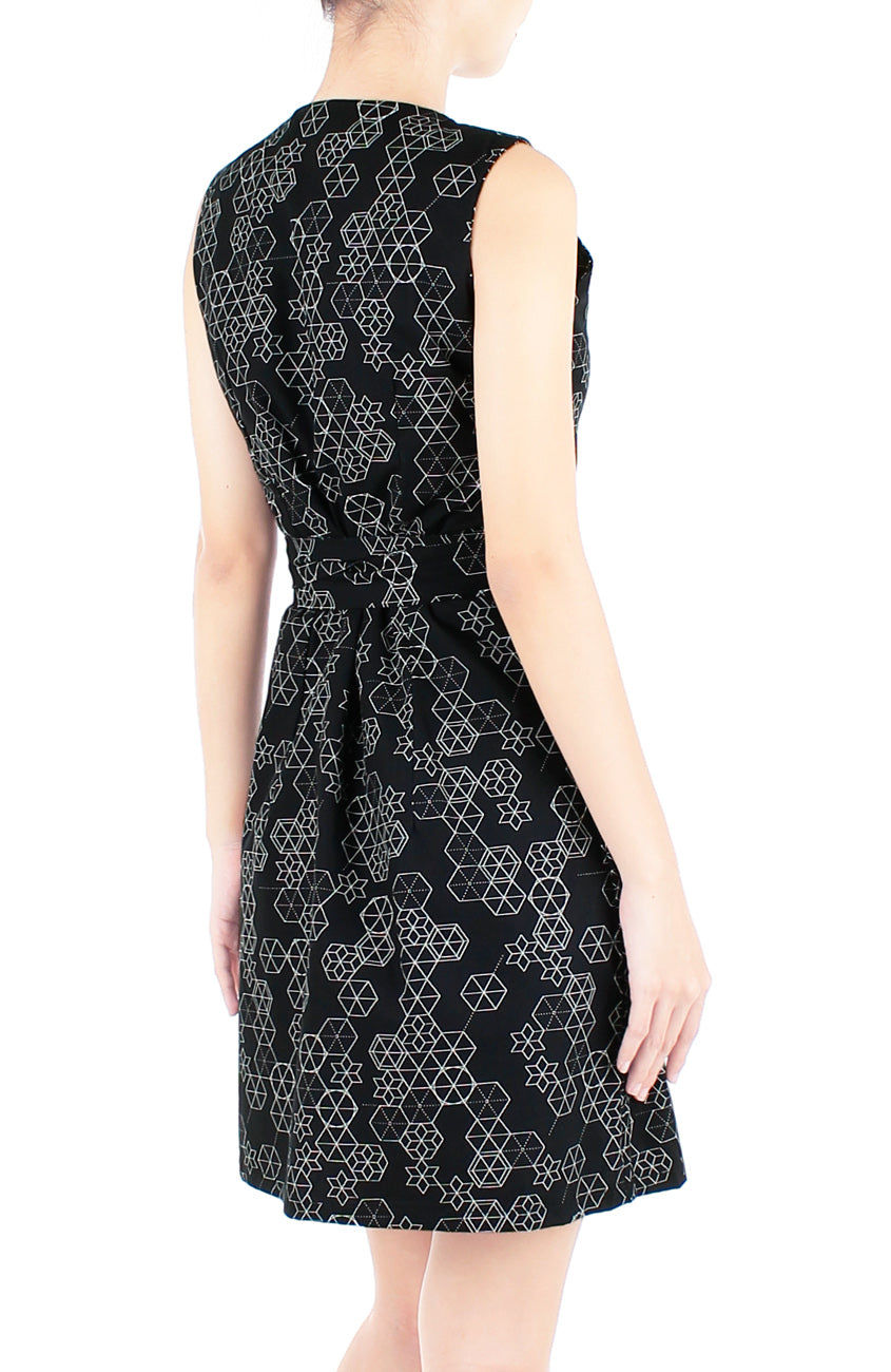 Future of Geometry A-Line Button Down Dress