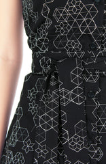 Future of Geometry A-Line Button Down Dress