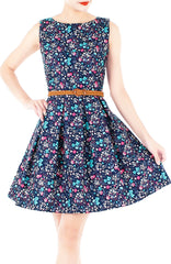 Garden-fresh Geraniums Flare Dress
