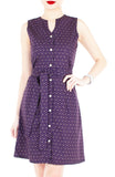 Geometric Rubix Cube A-Line Button Down Dress - Magenta