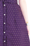 Geometric Rubix Cube A-Line Button Down Dress - Magenta