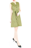Geometric Rubix Cube A-Line Button Down Dress - Pickle Green