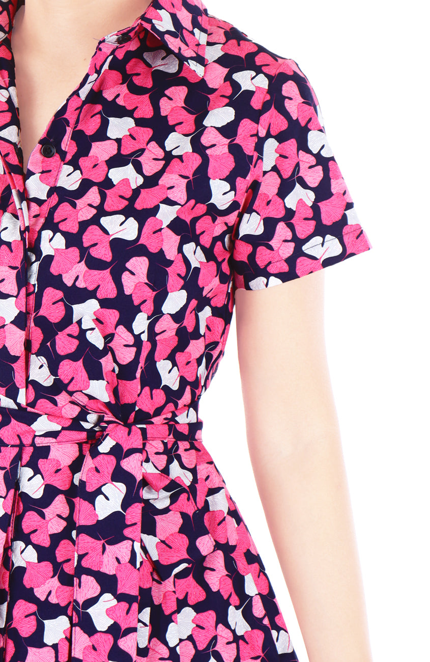 Glamourous Gingko Leaf Anna Shirtdress - Pink