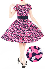 Glamourous Gingko Leaf Flare Tea Dress - Pink