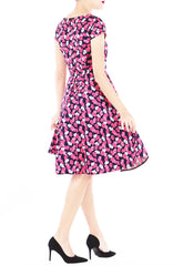 Glamourous Gingko Leaf Flare Tea Dress - Pink