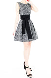 Grace and Lace Flare Dress with Obi Belt - Black