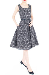 Graceful Chantilly Lace Flare Midi Dress