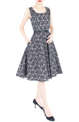 Graceful Chantilly Lace Flare Midi Dress