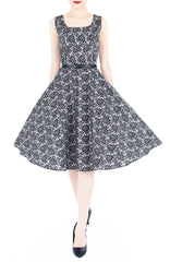 Graceful Chantilly Lace Flare Midi Dress
