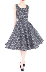 Graceful Chantilly Lace Flare Midi Dress