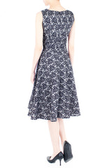Graceful Chantilly Lace Flare Midi Dress