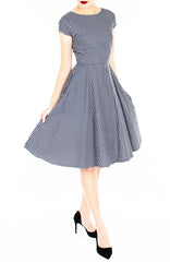 Graceful Gingham Flare Tea Dress