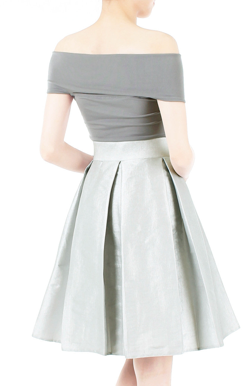 Great Grandeur Satin Skirt - Silver