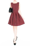 Grid Pro Quo Flare Dress - Maroon