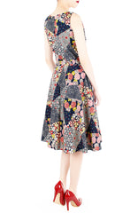 Hana Akira Flare Midi Dress in Midnight Blue