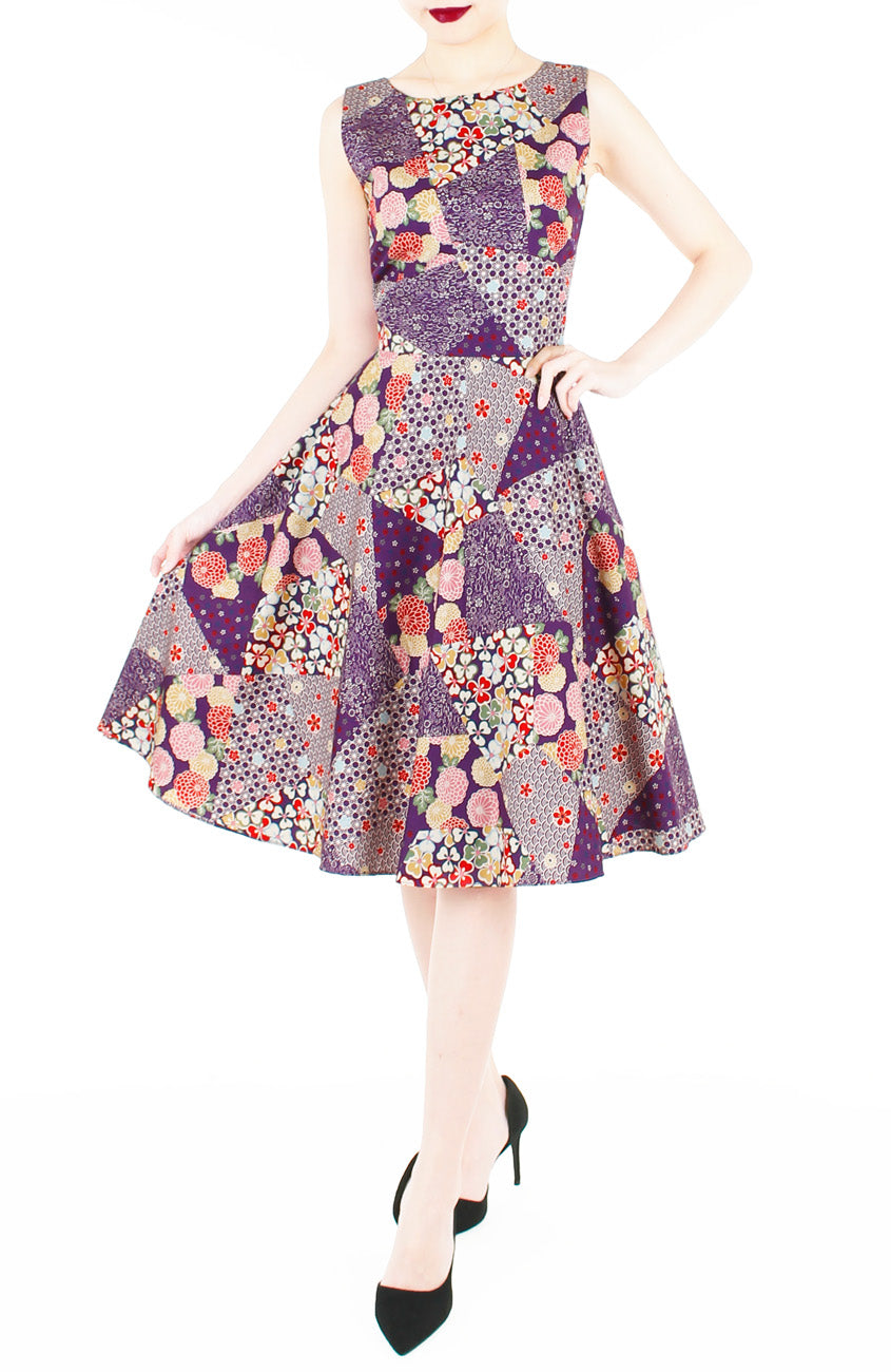 Hana Akira Flare Midi Dress in Mulberry