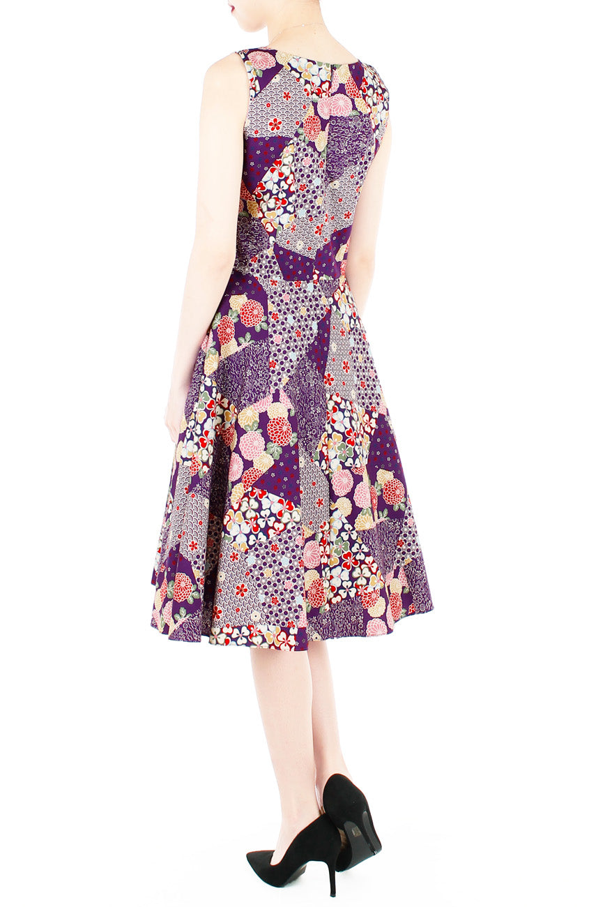 Hana Akira Flare Midi Dress in Mulberry