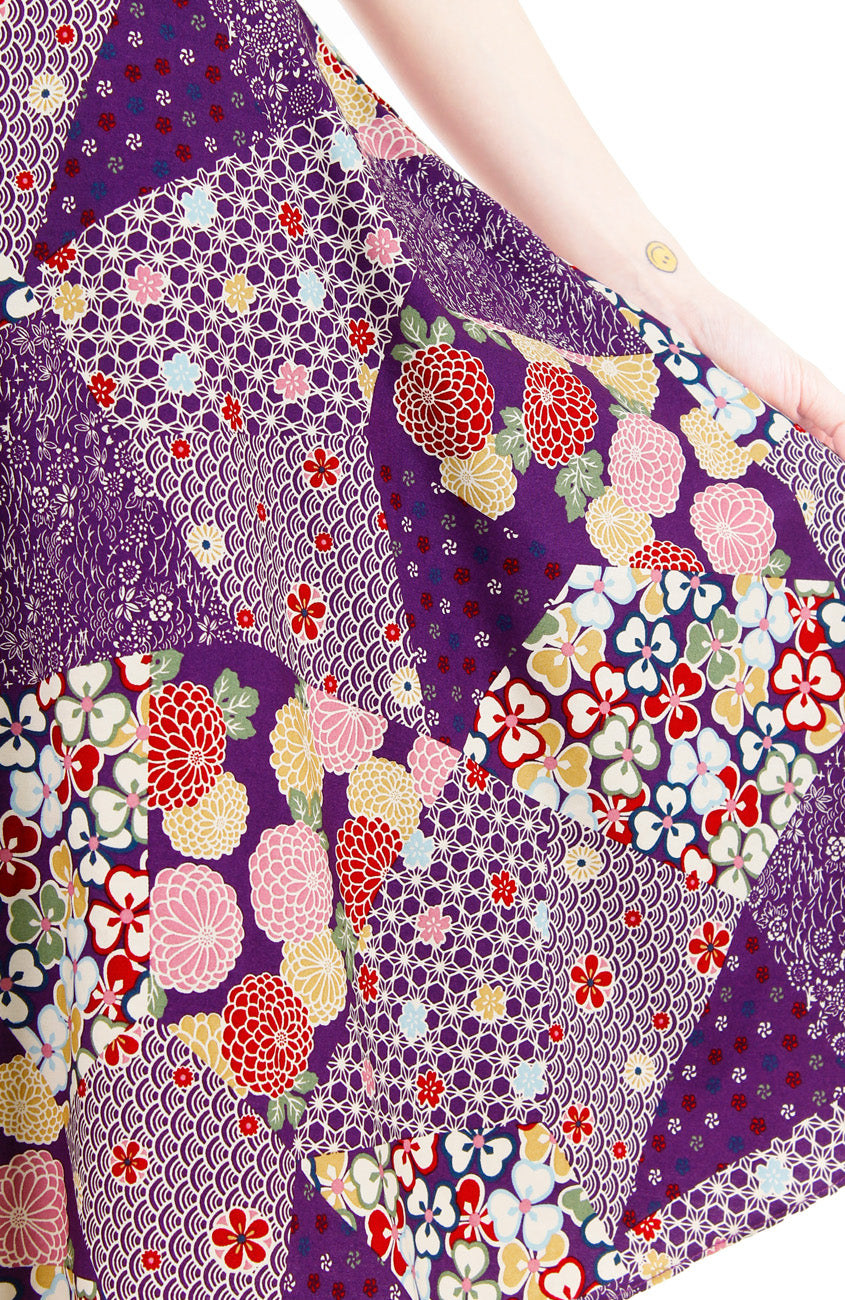 Hana Akira Flare Midi Dress in Mulberry