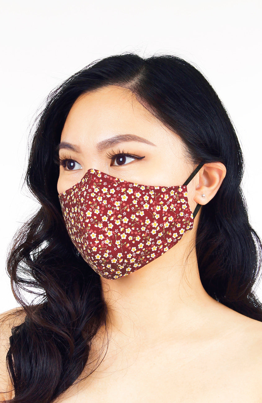 Hanami Sakura Pure Cotton Face Mask - Autumn Red