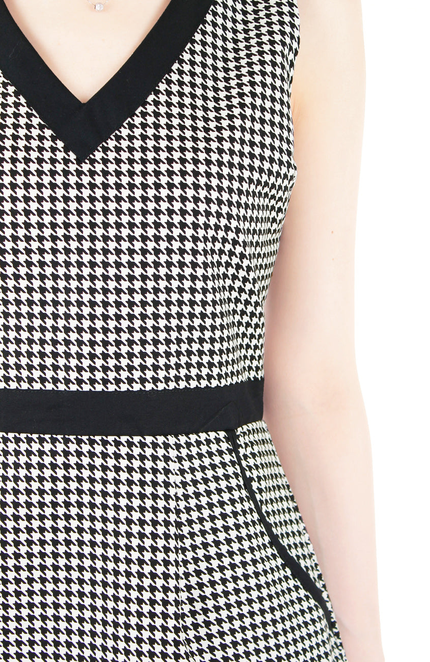 Happy Houndstooth 60s Mod A-Line Dress